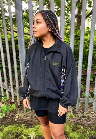 VINTAGE REEBOK CLASSIC CRAZY TRACKSUIT SHELL JACKET BLACK