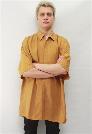 VINTAGE 90' AMAZING ELEGANT CLASSIC ORANGE SILK SHIRT