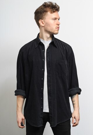VINTAGE CORDUROY CORD SHIRT BLUE
