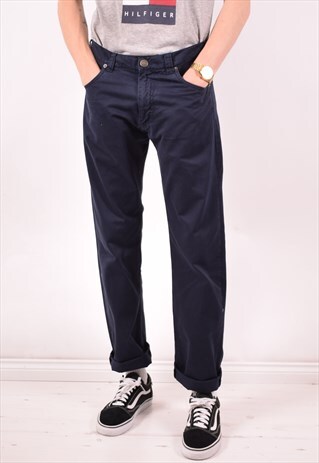 ARMANI MENS VINTAGE TROUSERS W32 L32 BLUE 90S