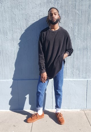90S MINIMALIST LUXURY NUBBY BLACK GREEN SWEATSHIRT XXL