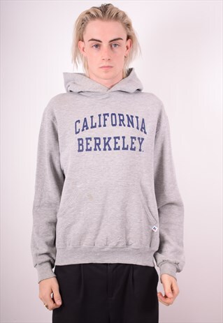 RUSSELL ATHLETIC MENS VINTAGE HOODIE JUMPER MEDIUM GREY 90S
