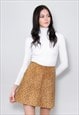 80's Vintage Ladies Suede A Line Printed Mini Skirt