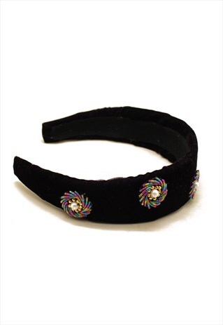 MIDNIGHT BLUE EMBELLISHED HEADBAND
