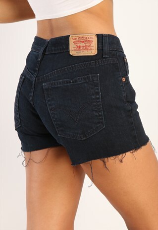 VINTAGE LEVI'S 515 REWORKED DENIM SHORTS IN BLACK X229