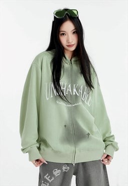 Utility hoodie patch pullover unshakable slogan top green