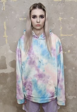 Tie-dye hoodie gradient pullover in pastel pink