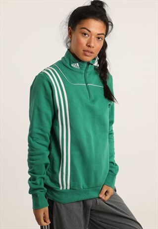 VINTAGE ADIDAS EMBROIDERED SPELLOUT 1/4 ZIP SWEATSHIRT