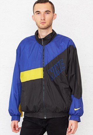 VINTAGE BLACK BLUE NIKE TRACK SHELL JACKET