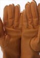 FAUX LEATHER GLOVES, 90S VINTAGE WOMEN BROWN GLOVES