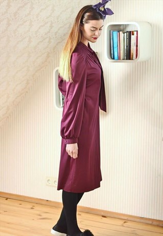 PURPLE VINTAGE NECK TIE DRESS