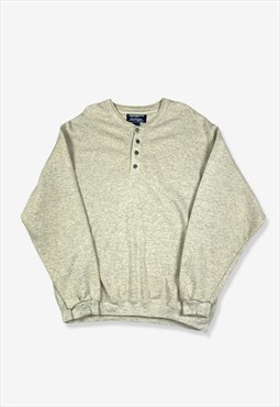 Vintage LL Bean Grandad Collar Sweatshirt Grey Large
