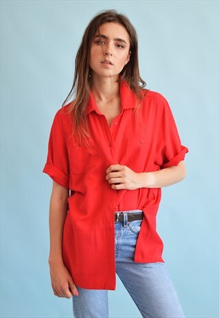 90'S RETRO MINIMALIST OVERSIZED MOMS BLOUSE TOP