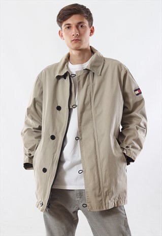 VINTAGE TOMMY HIFLIGER COAT 90S BEIGE SAILING YACHTING