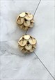 80S CREAM & GOLD EARRINGS CHIC VINTAGE JEWELLERY 