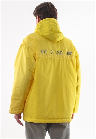 RARE VINTAGE NIKE PUFFER WINTER COAT 90S YELLOW BIG LOGO