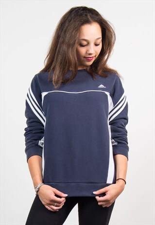 VINTAGE 90'S ADIDAS NAVY SWEATSHIRT JUMPER