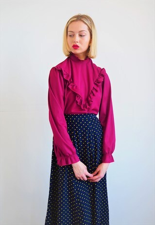 HIGH NECK RUFFLE BLOUSE