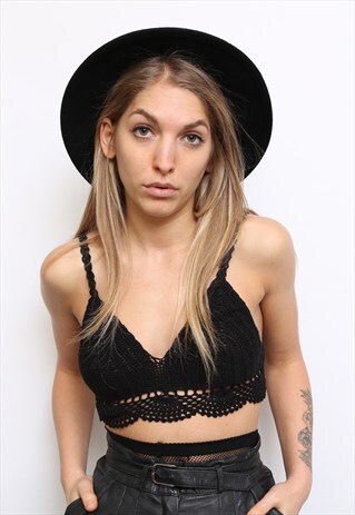 BLACK CROCHET BOHO BRALET CROP TOP