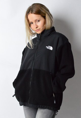 VINTAGE 90S BLACK MINIMALIST SHELL FLEECE JACKET