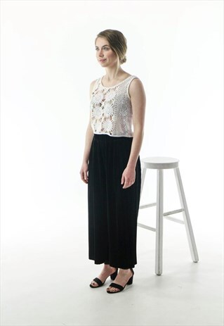 CROCHET SLEEVELESS VEST / WHITE SEE THROUGH TOP /