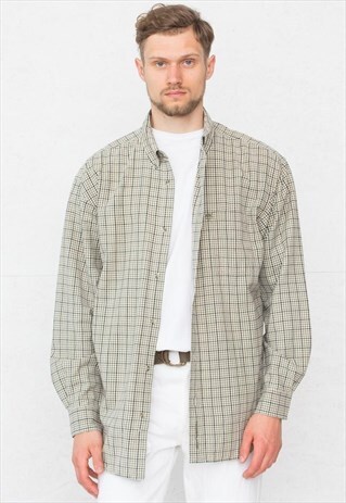 VINTAGE GREEN TIMBERLAND CHECKERED LONG SLEEVE SHIRT