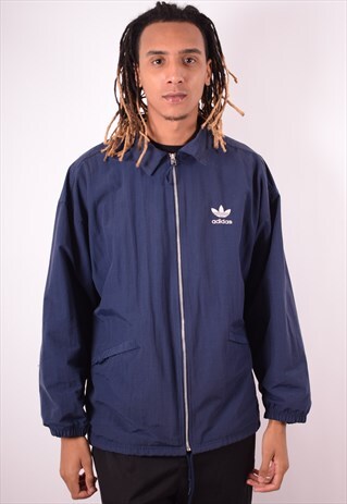 ADIDAS MENS VINTAGE JACKET LARGE BLUE 90S
