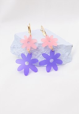 Flower power double drop earrings - festival fun