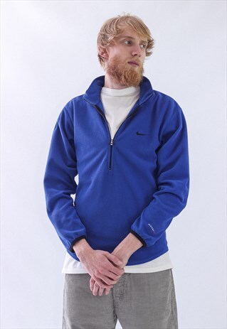 VINTAGE MENS NIKE HALF ZIP PULLOVER FLEECE JACKET
