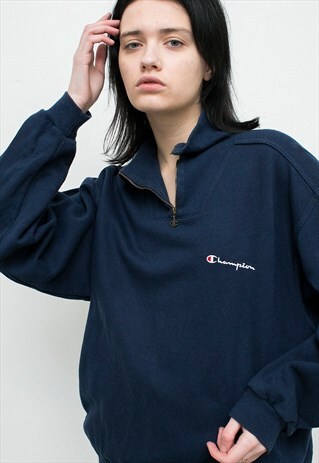 VINTAGE CHAMPION PULLOVER DARK BLUE NAVY SWEATER JUMPER