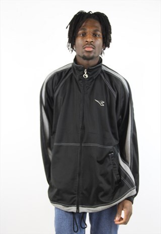 VINTAGE DIADORA BLACK SPORTS JACKET