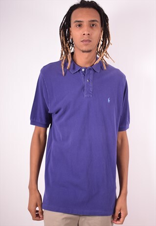 POLO RALPH LAUREN MENS VINTAGE POLO SHIRT LARGE PURPLE 90S