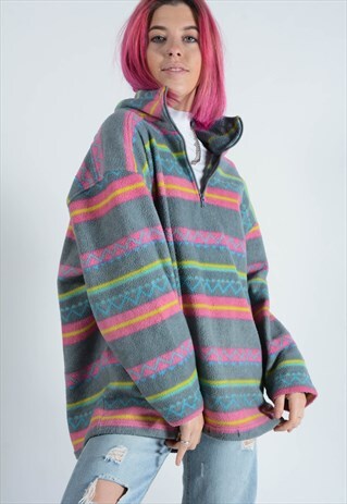 VINTAGE 1/4 ZIP FLEECE IN AZTEC PATTERN