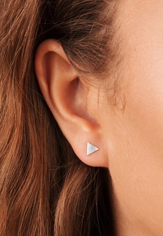 TINY TRIANGLE STUD EARRINGS STERLING SILVER