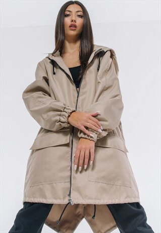 WARM WINTER COAT / PARKA MOCCA DARK BEIGE