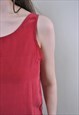 VINTAGE 90S RED SHINY TOP, LIGHT SLEEVELESS BLOUSE