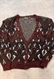 VINTAGE ABSTRACT KNITTED CARDIGAN FUNKY PATTERNED SWEATER