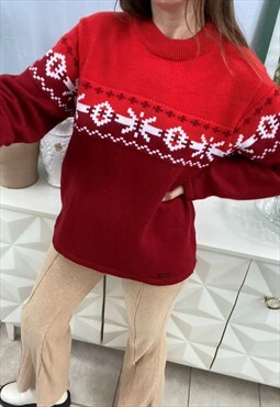 Vintage 80s Fair Isle knit jumper sweater Christmas Xmas