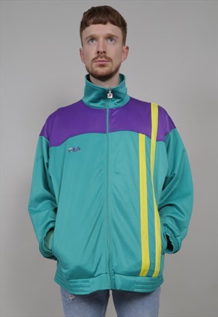 VINTAGE 80'S MULTICOLOURED OVERSIZED FILA TRACKSUIT JACKET