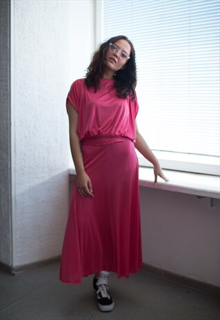 VINTAGE 80'S PINK SHORT SLEEVED DRESS