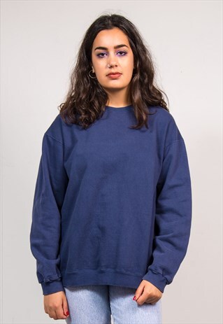 90'S VINTAGE BASIC NAVY BLUE SWEATSHIRT JUMPER