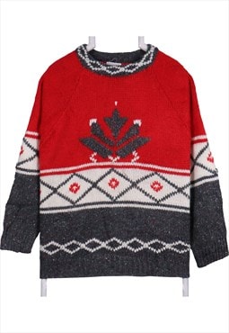 Fabe 90's Aztec Sweatshirt Knitted Jumper Medium Red