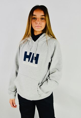 HELLY HANSON EMBROIDERED GREY HOODIE