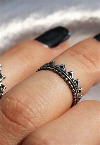CROWN BOHO PLAIN STERLING SILVER STACKING RING