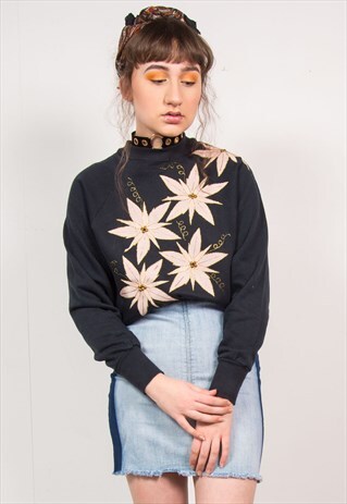VINTAGE 90'S BLACK FLORAL SWEATSHIRT