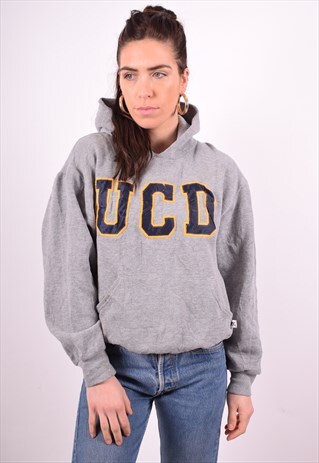 RUSSELL ATHLETIC WOMENS VINTAGE HOODIE JUMPER SMALL GREY 90'
