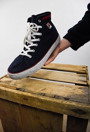 VINTAGE 90'S FILA MID TOP SHOE NAVY UK 9.5