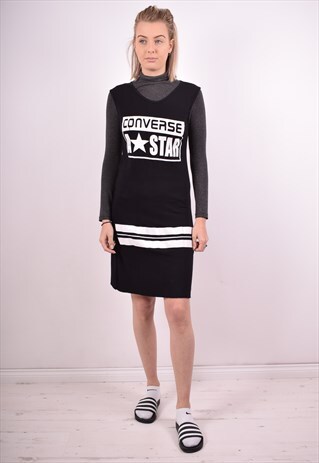 CONVERSE WOMENS VINTAGE DRESS SMALL BLACK 90S