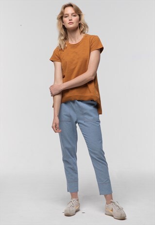 CHAMBRAY RELAXED ROLL UP PANT