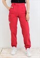 Cargo Pants Light Zip Fly Trousers EU 38 High Waisted Red